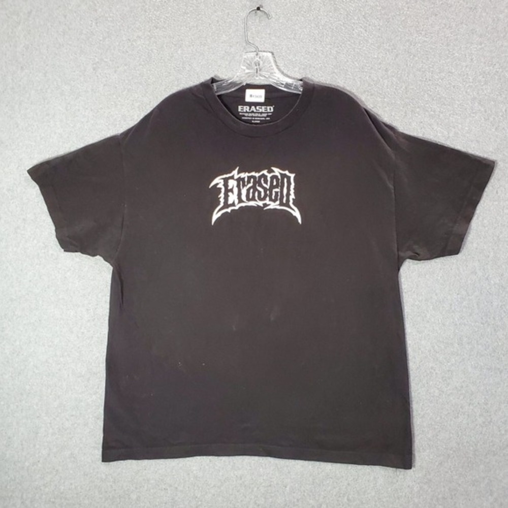 Erased Men Shirt XL Black Logo Graphic Crew Neck Short‎ Sleeve Pullover Tee